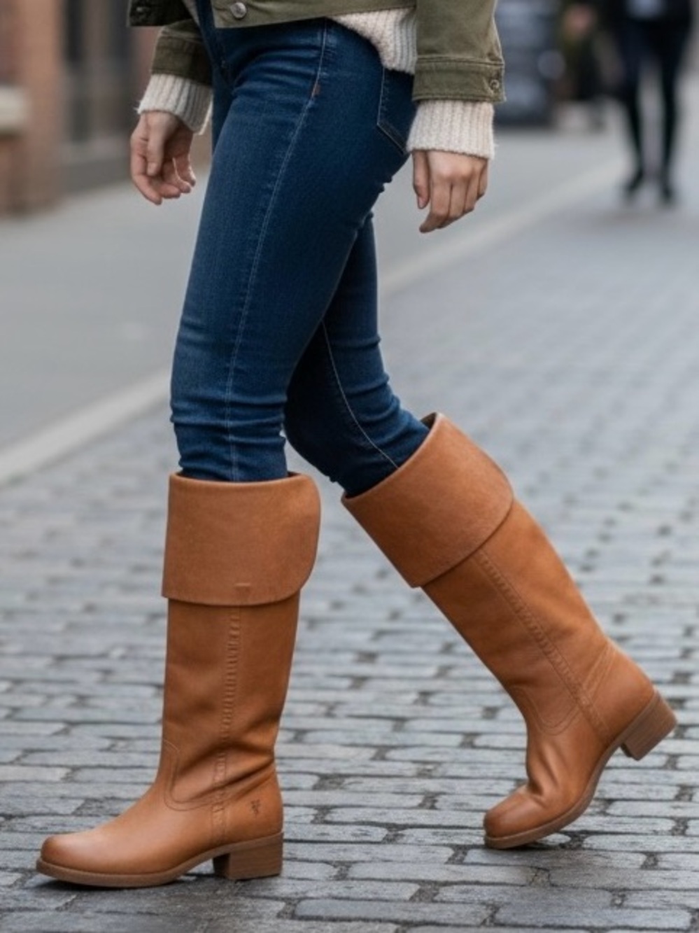 FRYE Campus Knee High OTK 80’s Tall Fold Down Cuff Leather Saddle Boots Size 10